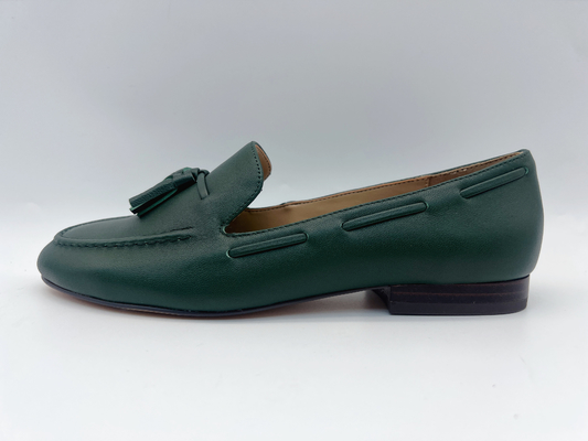 Μόδας των γυναικών επίπεδα δέρματος Loafers μη ολίσθησης παπουτσιών σκούρο πράσινο