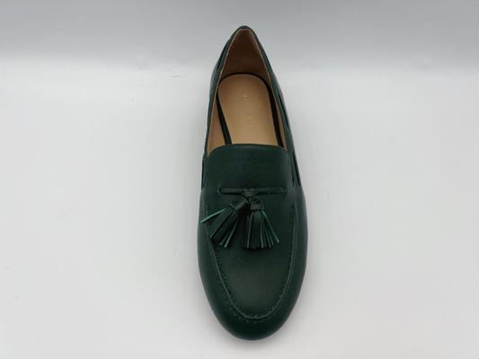 Μόδας των γυναικών επίπεδα δέρματος Loafers μη ολίσθησης παπουτσιών σκούρο πράσινο
