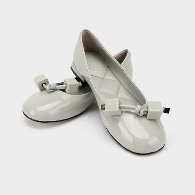 Rice Grey Square Bockle Γυναικεία casual Flat παπούτσια , Γυναικεία άνετα Flat παπούτσια