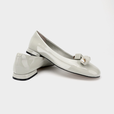 Rice Grey Square Bockle Γυναικεία casual Flat παπούτσια , Γυναικεία άνετα Flat παπούτσια