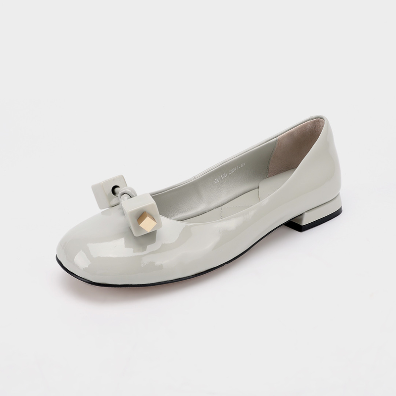 Rice Grey Square Bockle Γυναικεία casual Flat παπούτσια , Γυναικεία άνετα Flat παπούτσια